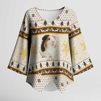 Guinea Pig Christmas Kimono Sleeve Blouse with Snowflakes Trees and Reindeer Pattern - Wonder Print Shop