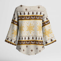 Guinea Pig Christmas Kimono Sleeve Blouse with Snowflakes Trees and Reindeer Pattern - Wonder Print Shop