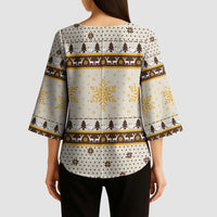 Guinea Pig Christmas Kimono Sleeve Blouse with Snowflakes Trees and Reindeer Pattern - Wonder Print Shop