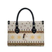 Guinea Pig Christmas Leather Bag with Snowflakes Trees and Reindeer Pattern - Wonder Print Shop