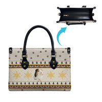 Guinea Pig Christmas Leather Bag with Snowflakes Trees and Reindeer Pattern - Wonder Print Shop