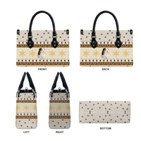 Guinea Pig Christmas Leather Bag with Snowflakes Trees and Reindeer Pattern - Wonder Print Shop