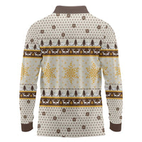 Guinea Pig Christmas Long Sleeve Polo Shirt with Snowflakes Trees and Reindeer Pattern - Wonder Print Shop