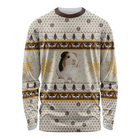 Guinea Pig Christmas Long Sleeve Shirt with Snowflakes Trees and Reindeer Pattern - Wonder Print Shop