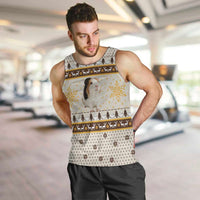 Guinea Pig Christmas Men Tank Top with Snowflakes Trees and Reindeer Pattern - Wonder Print Shop