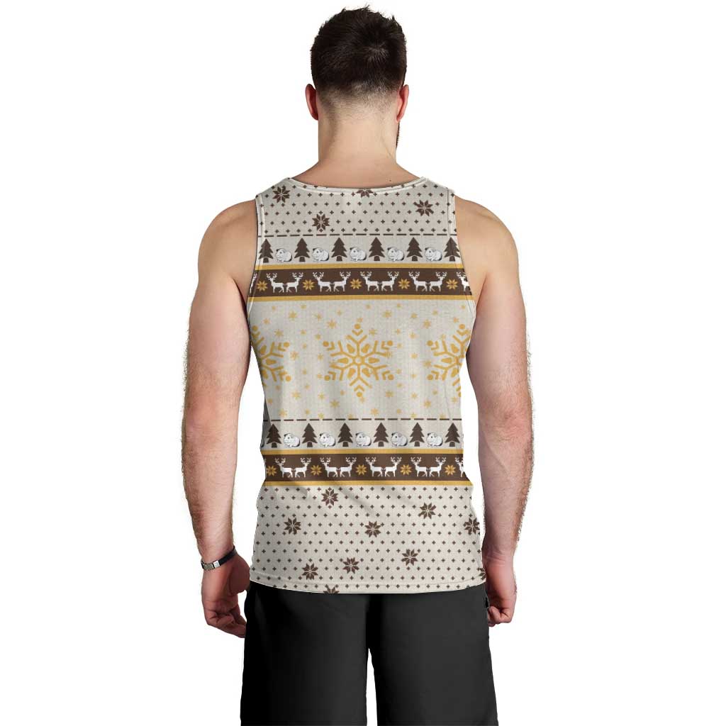Guinea Pig Christmas Men Tank Top with Snowflakes Trees and Reindeer Pattern - Wonder Print Shop