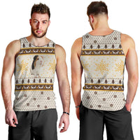 Guinea Pig Christmas Men Tank Top with Snowflakes Trees and Reindeer Pattern - Wonder Print Shop