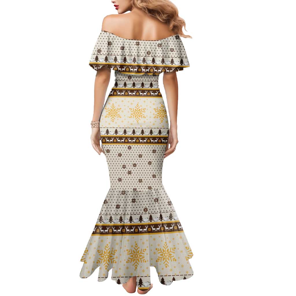 Guinea Pig Christmas Mermaid Dress with Snowflakes Trees and Reindeer Pattern - Wonder Print Shop