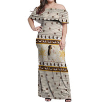 Guinea Pig Christmas Off Shoulder Maxi Dress with Snowflakes Trees and Reindeer Pattern - Wonder Print Shop