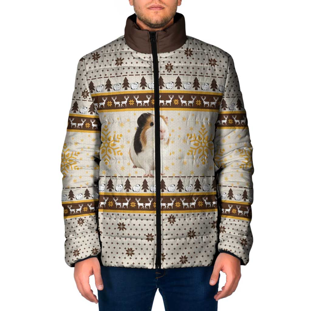 Guinea Pig Christmas Padded Jacket with Snowflakes Trees and Reindeer Pattern - Wonder Print Shop