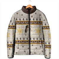 Guinea Pig Christmas Padded Jacket with Snowflakes Trees and Reindeer Pattern - Wonder Print Shop