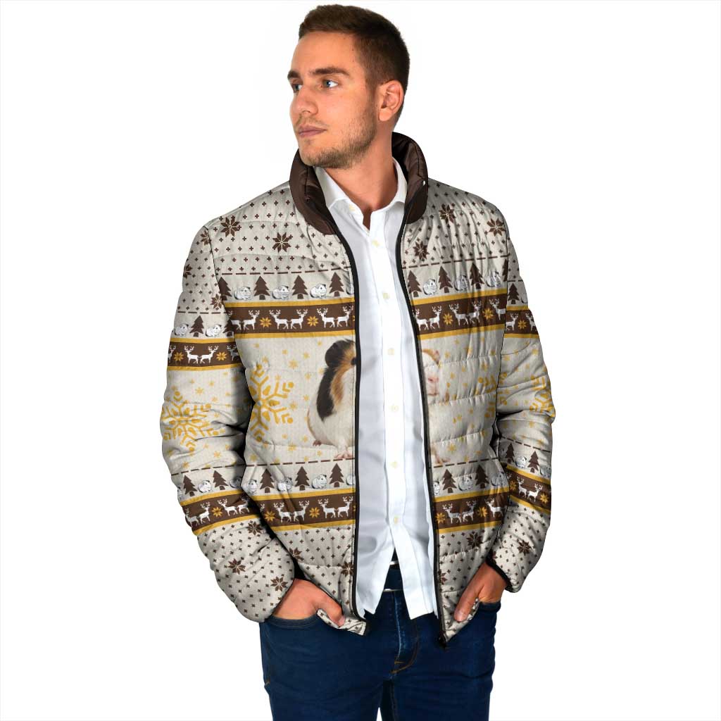 Guinea Pig Christmas Padded Jacket with Snowflakes Trees and Reindeer Pattern - Wonder Print Shop