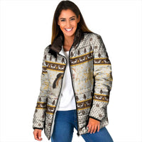 Guinea Pig Christmas Padded Jacket with Snowflakes Trees and Reindeer Pattern - Wonder Print Shop