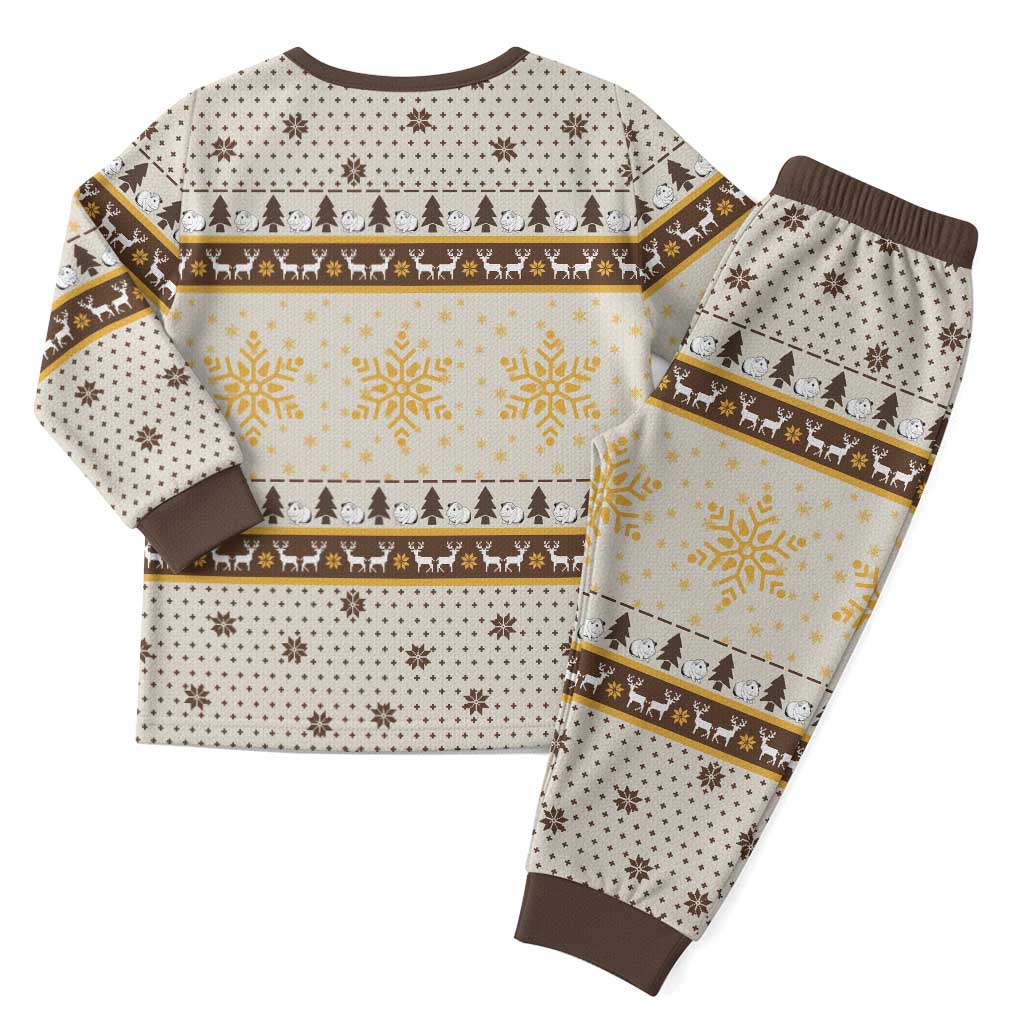 Guinea Pig Christmas Pajama Set with Snowflakes Trees and Reindeer Pattern - Wonder Print Shop