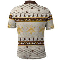 Guinea Pig Christmas Polo Shirt with Snowflakes Trees and Reindeer Pattern - Wonder Print Shop