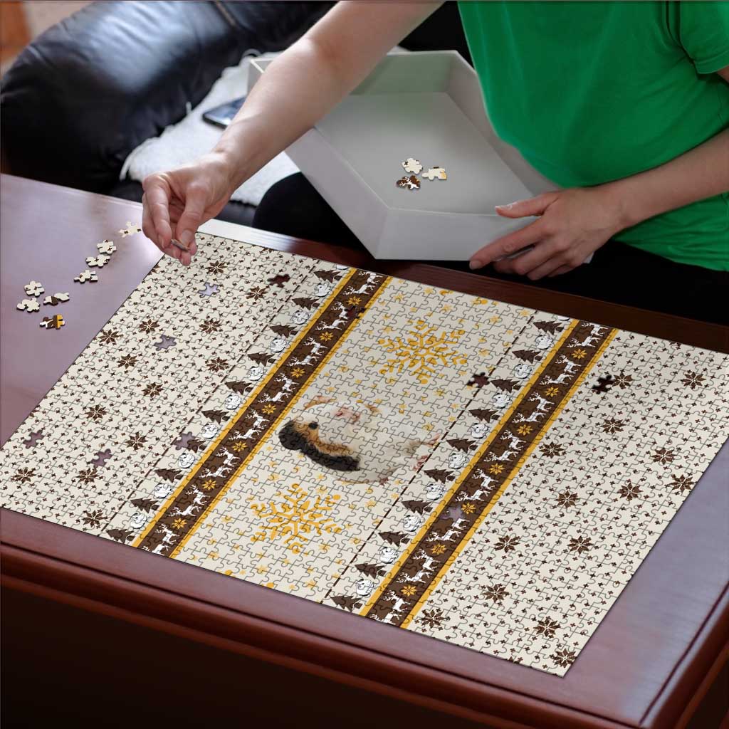Guinea Pig Christmas Puzzle with Snowflakes Trees and Reindeer Pattern - Wonder Print Shop