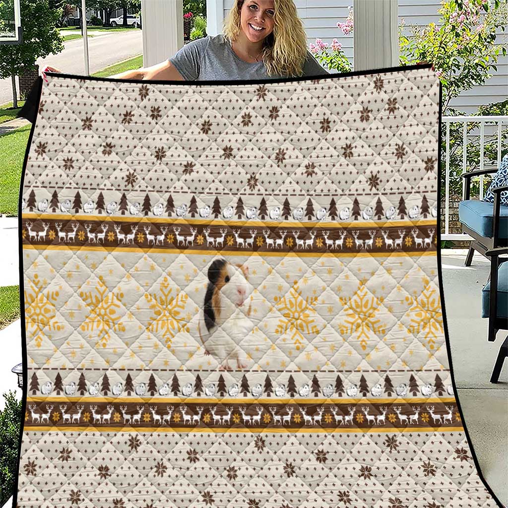 Guinea Pig Christmas Quilt with Snowflakes Trees and Reindeer Pattern - Wonder Print Shop
