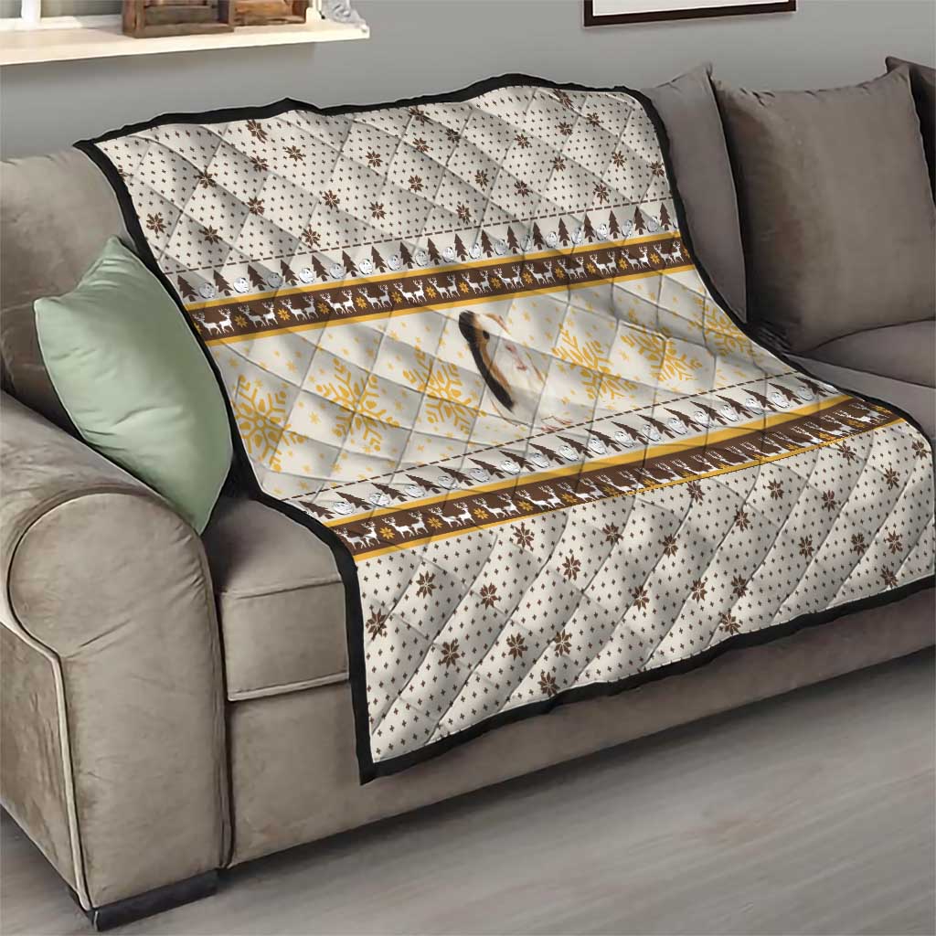 Guinea Pig Christmas Quilt with Snowflakes Trees and Reindeer Pattern - Wonder Print Shop