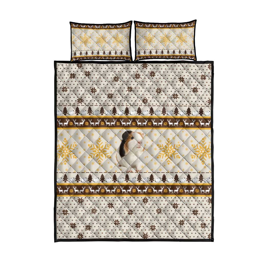 Guinea Pig Christmas Quilt Bed Set with Snowflakes Trees and Reindeer Pattern - Wonder Print Shop