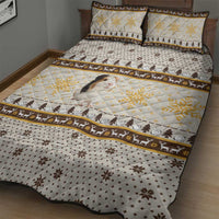 Guinea Pig Christmas Quilt Bed Set with Snowflakes Trees and Reindeer Pattern - Wonder Print Shop