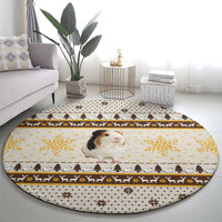 Guinea Pig Christmas Round Carpet with Snowflakes Trees and Reindeer Pattern - Wonder Print Shop