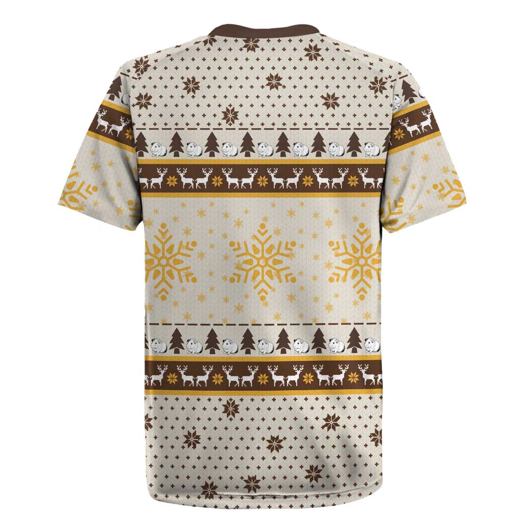 Guinea Pig Christmas Rugby Jersey with Snowflakes Trees and Reindeer Pattern - Wonder Print Shop