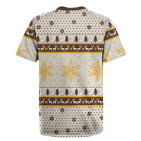 Guinea Pig Christmas Rugby Jersey with Snowflakes Trees and Reindeer Pattern - Wonder Print Shop