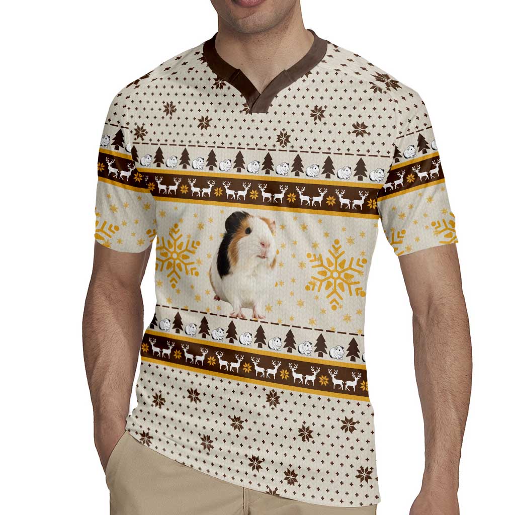 Guinea Pig Christmas Rugby Jersey with Snowflakes Trees and Reindeer Pattern - Wonder Print Shop