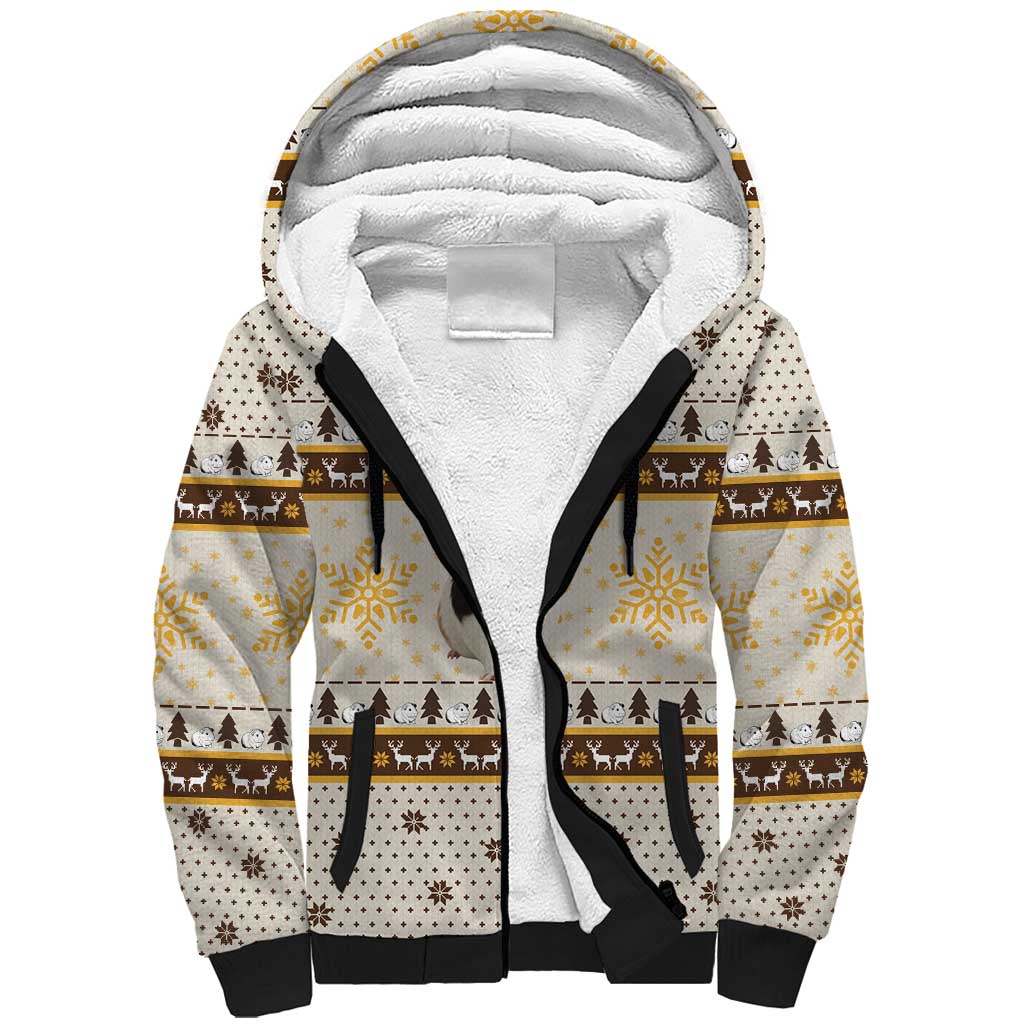 Guinea Pig Christmas Sherpa Hoodie with Snowflakes Trees and Reindeer Pattern - Wonder Print Shop