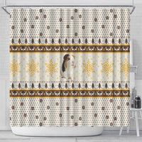Guinea Pig Christmas Shower Curtain with Snowflakes Trees and Reindeer Pattern - Wonder Print Shop
