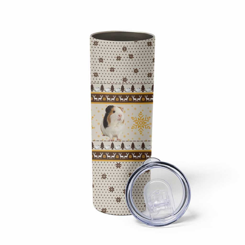 Guinea Pig Christmas Skinny Tumbler with Snowflakes Trees and Reindeer Pattern - Wonder Print Shop