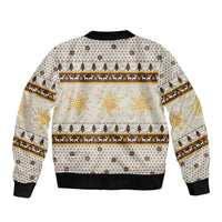 Guinea Pig Christmas Sleeve Zip Bomber Jacket with Snowflakes Trees and Reindeer Pattern - Wonder Print Shop