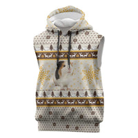 Guinea Pig Christmas Sleeveless Hoodie with Snowflakes Trees and Reindeer Pattern - Wonder Print Shop