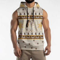 Guinea Pig Christmas Sleeveless Hoodie with Snowflakes Trees and Reindeer Pattern - Wonder Print Shop