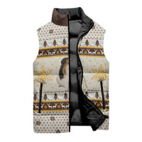 Guinea Pig Christmas Sleeveless Puffer Jacket with Snowflakes Trees and Reindeer Pattern - Wonder Print Shop