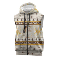 Guinea Pig Christmas Sleeveless Zip Hoodie with Snowflakes Trees and Reindeer Pattern - Wonder Print Shop