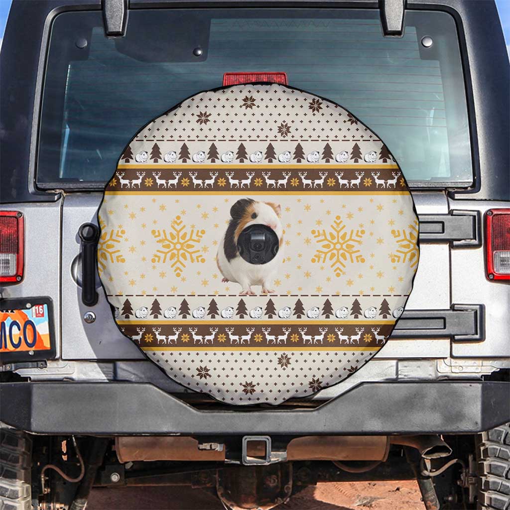 Guinea Pig Christmas Spare Tire Cover with Snowflakes Trees and Reindeer Pattern - Wonder Print Shop