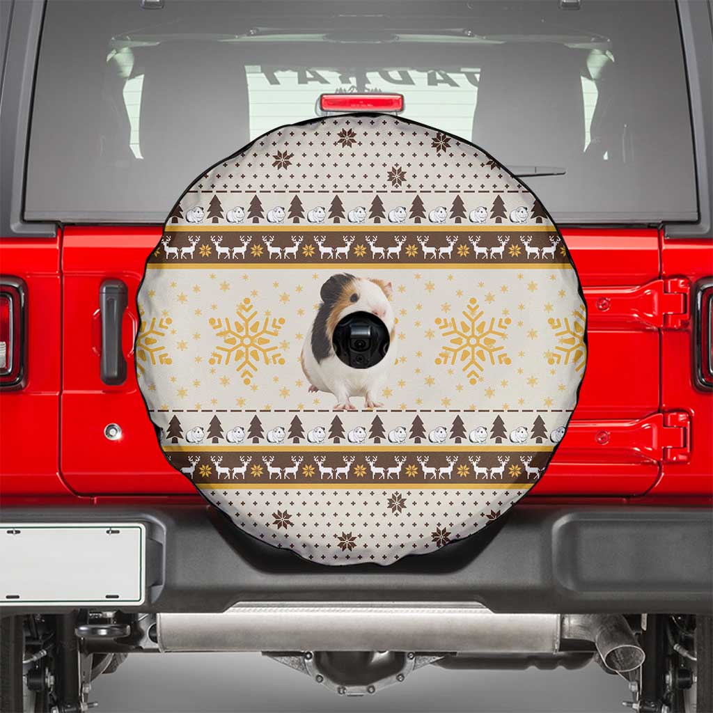 Guinea Pig Christmas Spare Tire Cover with Snowflakes Trees and Reindeer Pattern - Wonder Print Shop