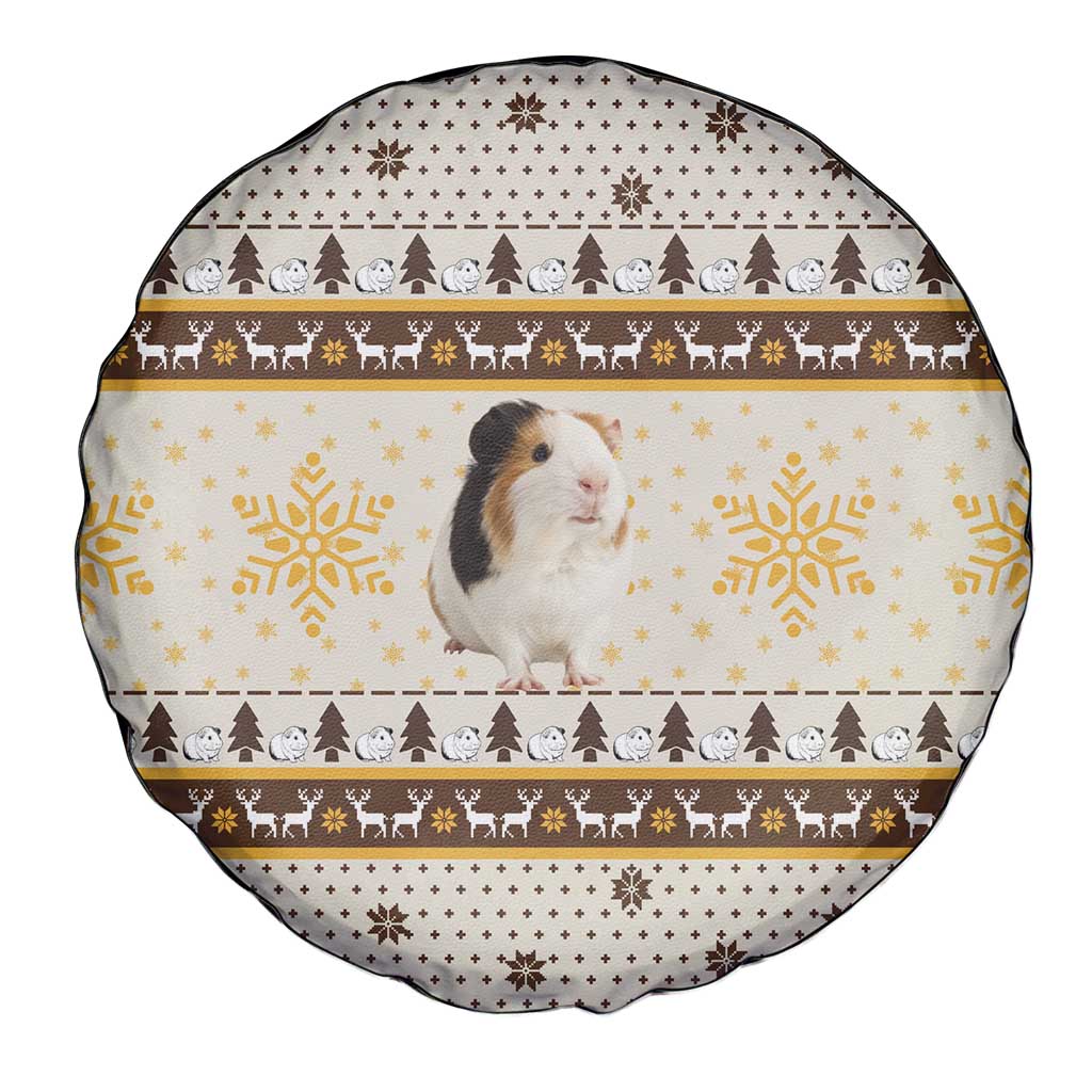 Guinea Pig Christmas Spare Tire Cover with Snowflakes Trees and Reindeer Pattern - Wonder Print Shop