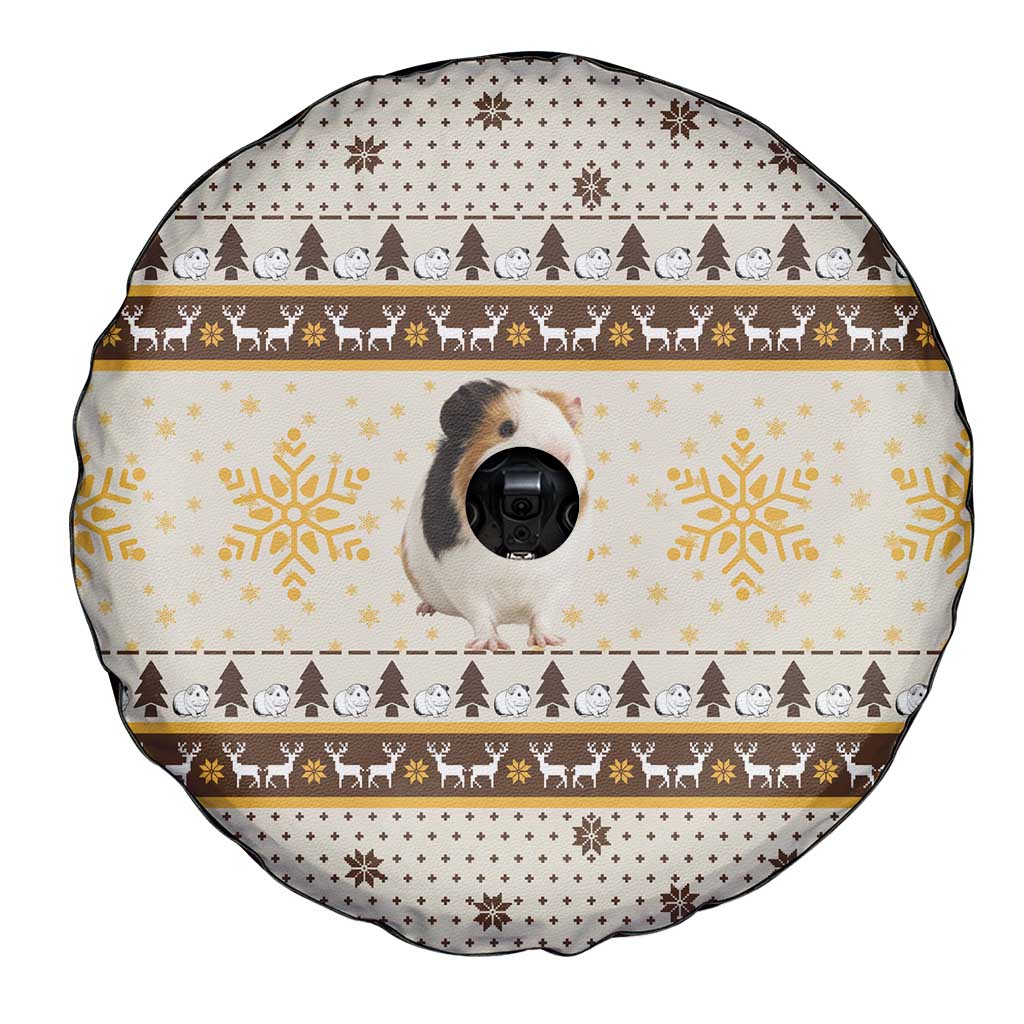 Guinea Pig Christmas Spare Tire Cover with Snowflakes Trees and Reindeer Pattern - Wonder Print Shop