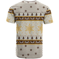 Guinea Pig Christmas T Shirt with Snowflakes Trees and Reindeer Pattern - Wonder Print Shop