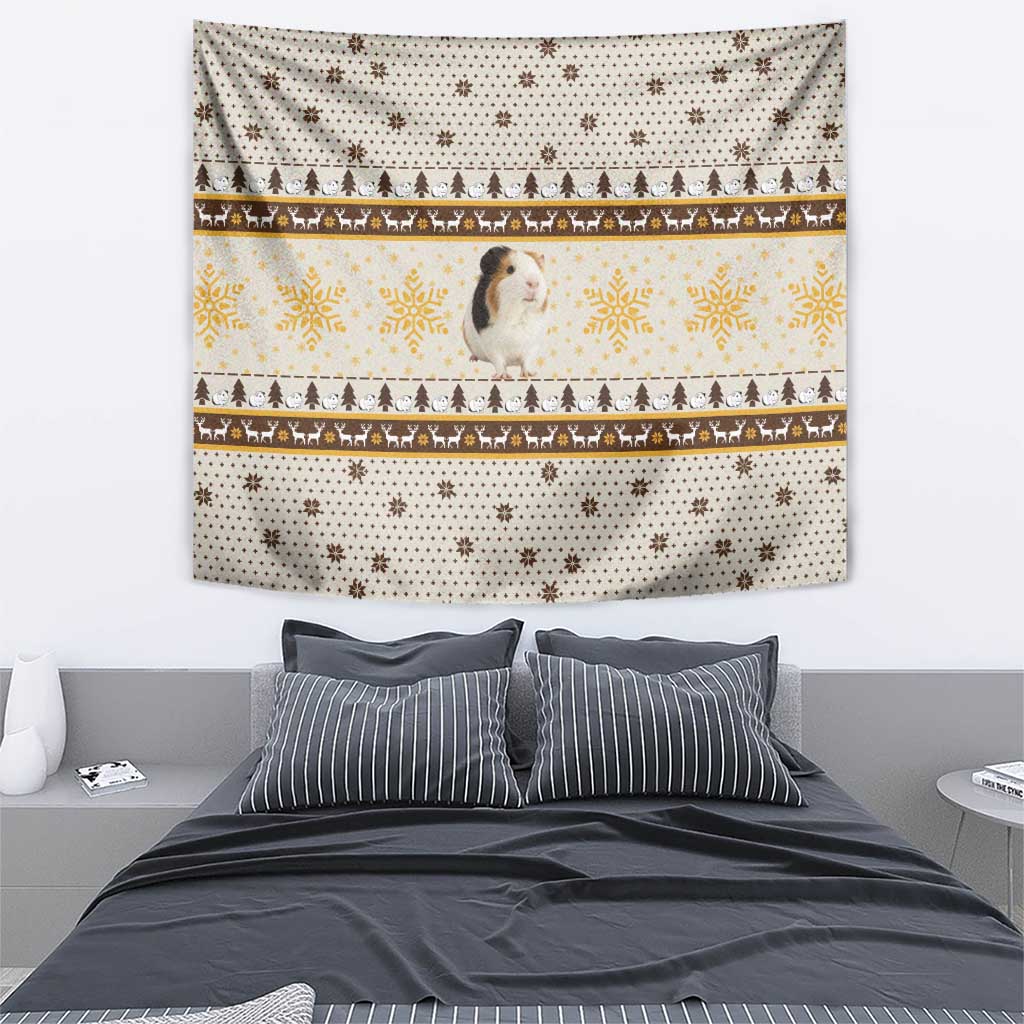Guinea Pig Christmas Tapestry with Snowflakes Trees and Reindeer Pattern - Wonder Print Shop