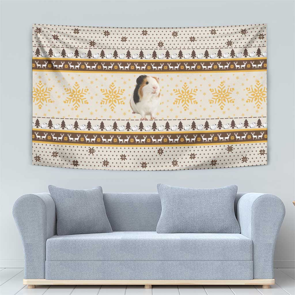 Guinea Pig Christmas Tapestry with Snowflakes Trees and Reindeer Pattern - Wonder Print Shop