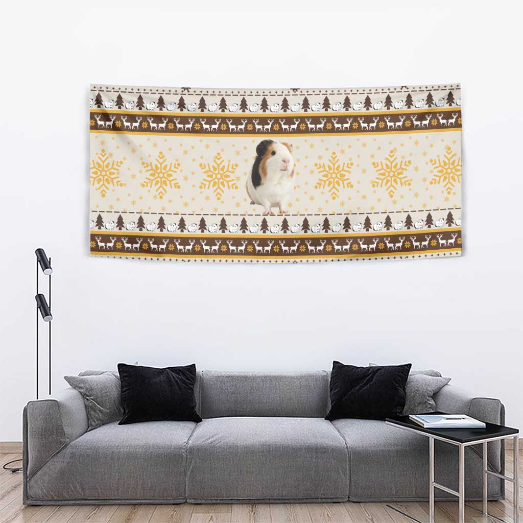 Guinea Pig Christmas Tapestry with Snowflakes Trees and Reindeer Pattern - Wonder Print Shop