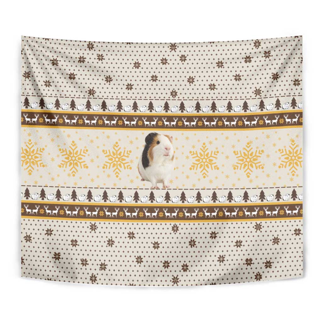 Guinea Pig Christmas Tapestry with Snowflakes Trees and Reindeer Pattern - Wonder Print Shop