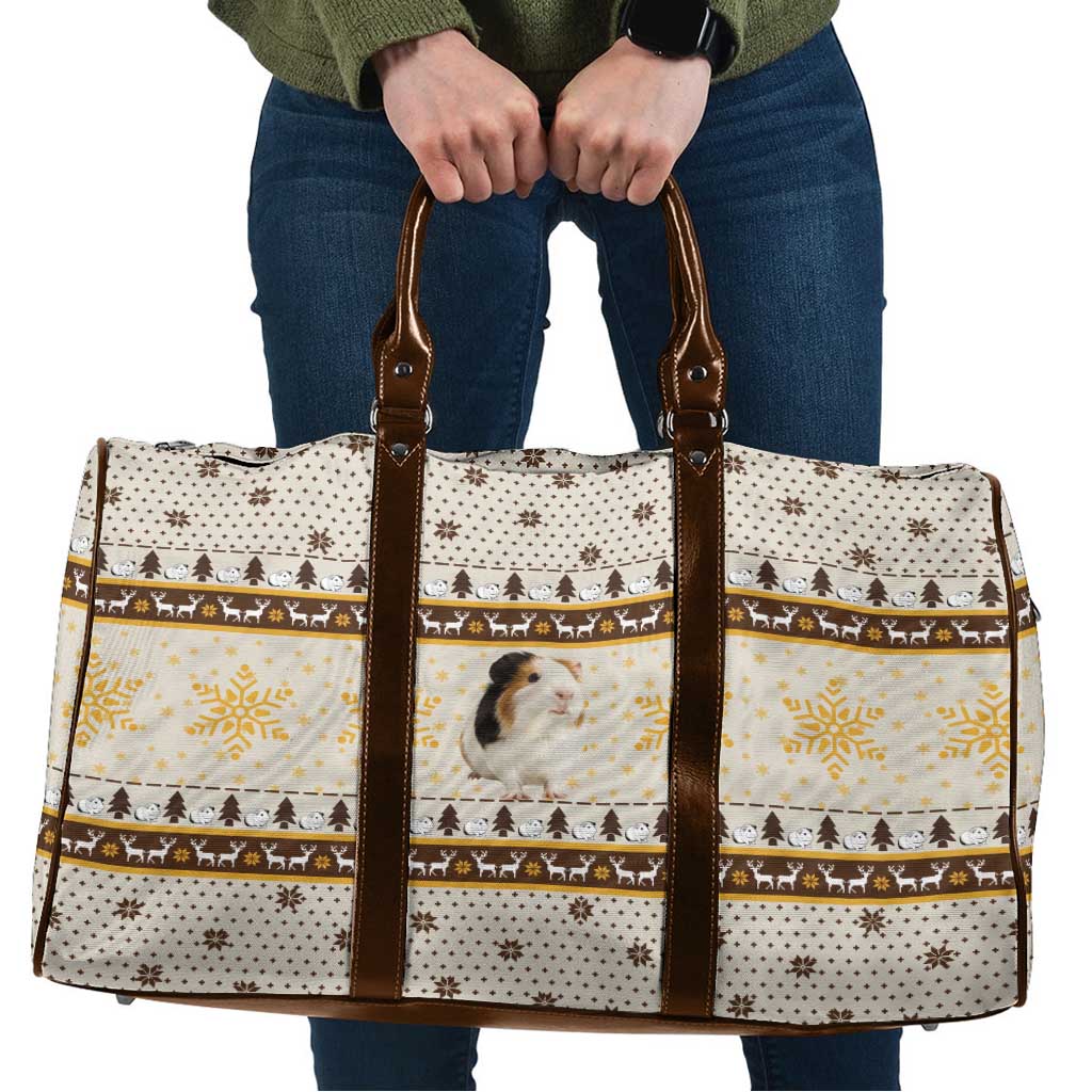 Guinea Pig Christmas Travel Bag with Snowflakes Trees and Reindeer Pattern - Wonder Print Shop