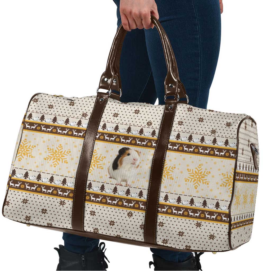 Guinea Pig Christmas Travel Bag with Snowflakes Trees and Reindeer Pattern - Wonder Print Shop