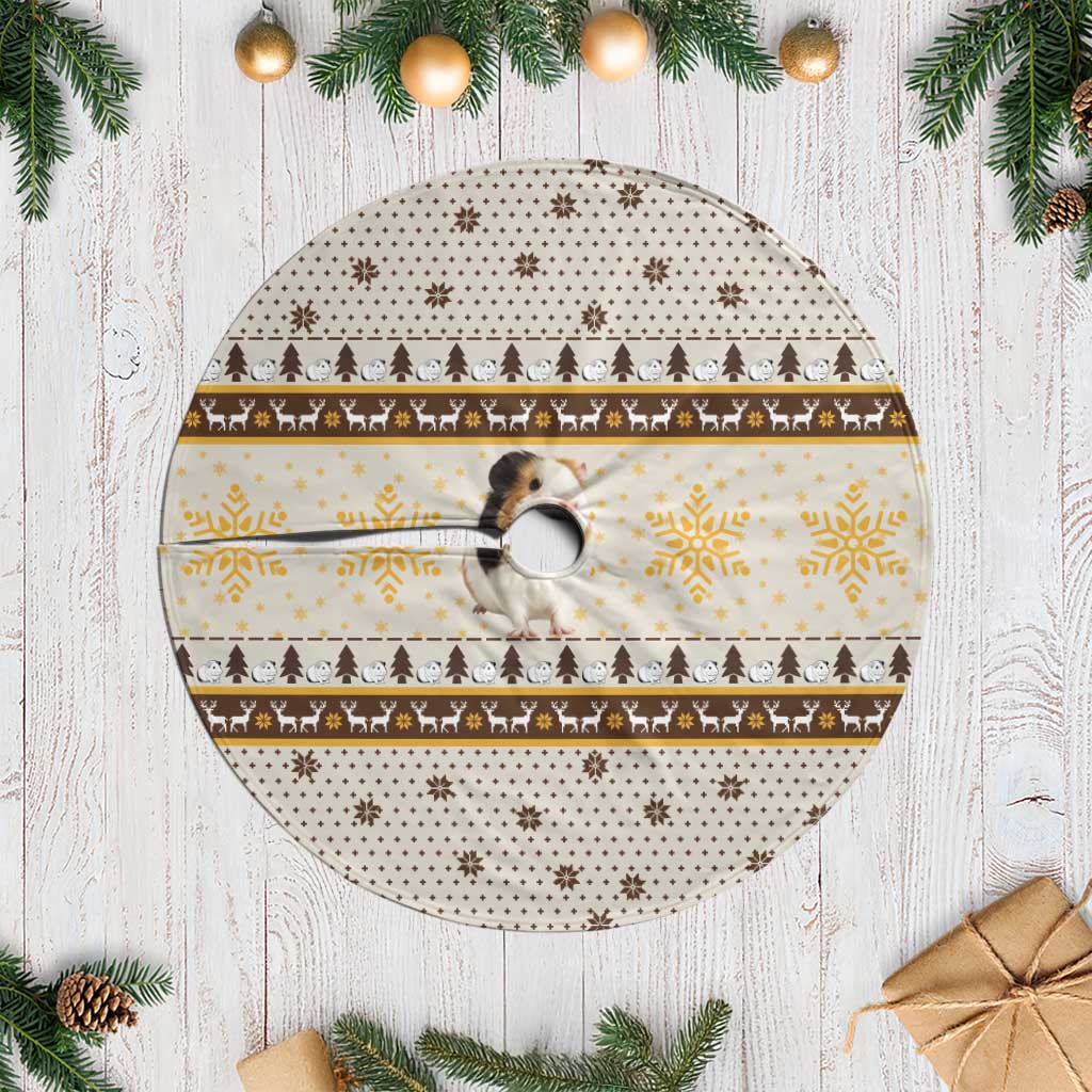 Guinea Pig Christmas Tree Skirt with Snowflakes Trees and Reindeer Pattern - Wonder Print Shop