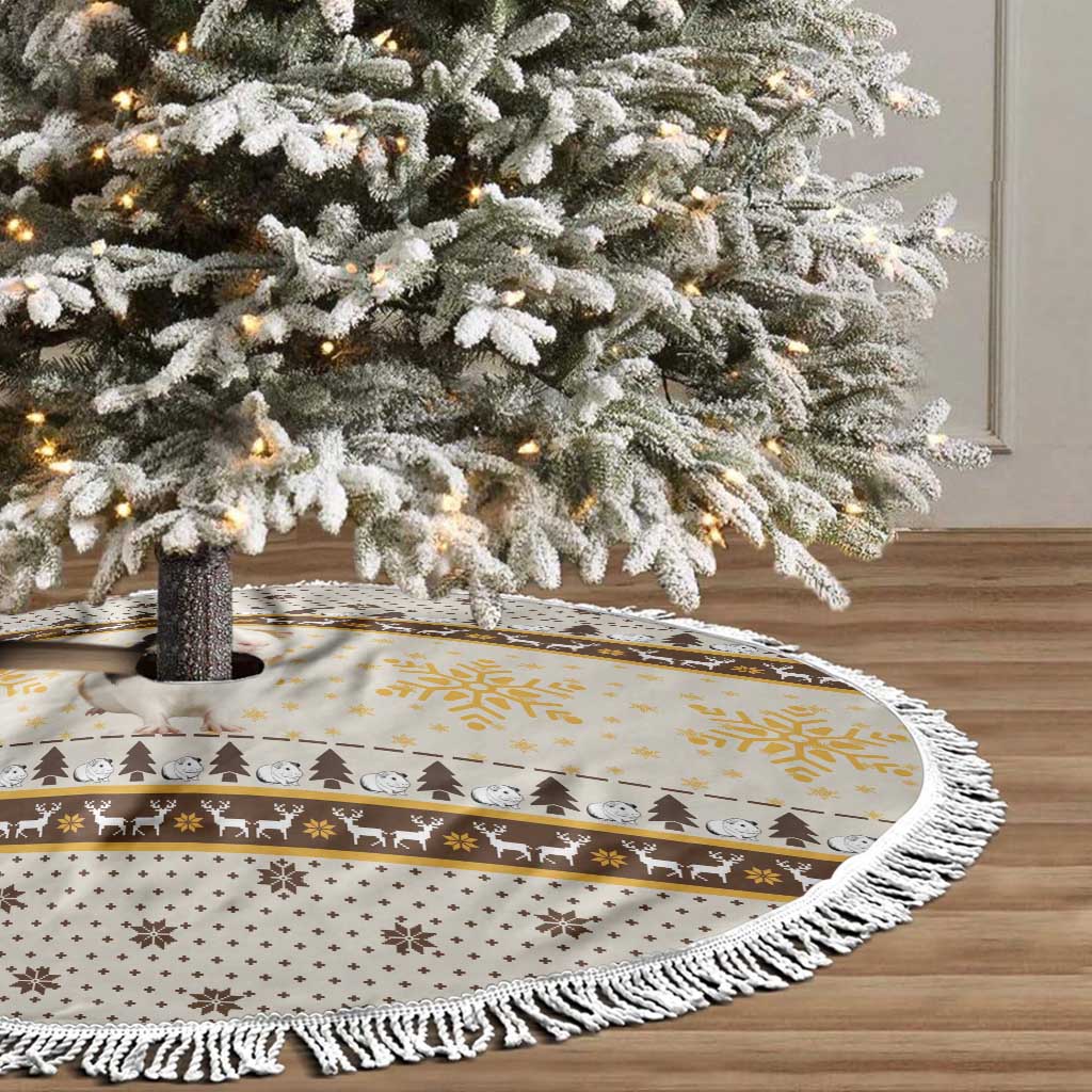 Guinea Pig Christmas Tree Skirt with Snowflakes Trees and Reindeer Pattern - Wonder Print Shop