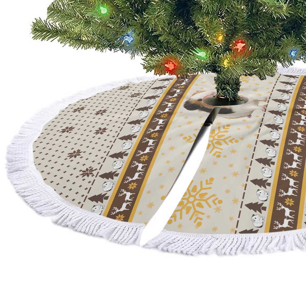 Guinea Pig Christmas Tree Skirt with Snowflakes Trees and Reindeer Pattern - Wonder Print Shop